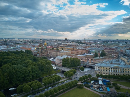 Aerial view of the Church of the Savior on Blood, Saint Petersburg, Russiaのeditorial素材