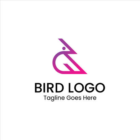 The logo that forms a bird with pink and purple gradient colors. Has a modern, clean, and professional character. Suitable for any type of company or business.のイラスト素材