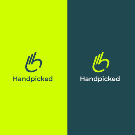 Logo formed from lines that forms the fingers and a hand with the letter H. Elegant, modern, youthful, clean, and professional. Suitable for almost all types of businesses.のイラスト素材
