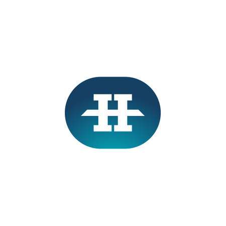 Strong Letter H Logo Inside The Geometric Oval Shape. Strong, stable, powerful, bold and professional. Suitable for construction companies, finance, banks, contractors, real estate, consultants, etc.のイラスト素材