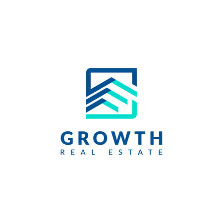growth - logo of a square and three roofsのイラスト素材