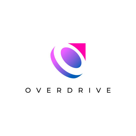 overdrive - letter o logo with up arrow