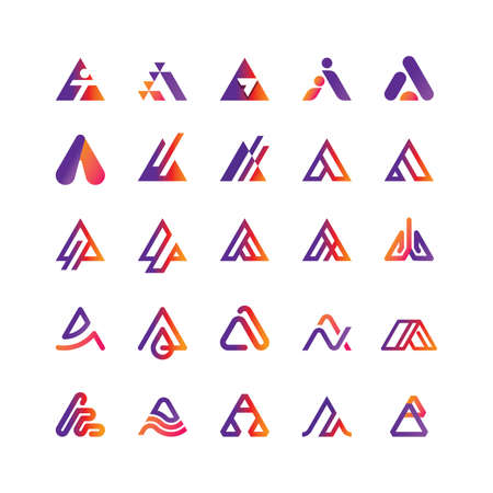 triangle - letter a logo collection with various styles and nichesのイラスト素材