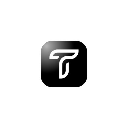elegant logo of a letter t in black rounded squareのイラスト素材