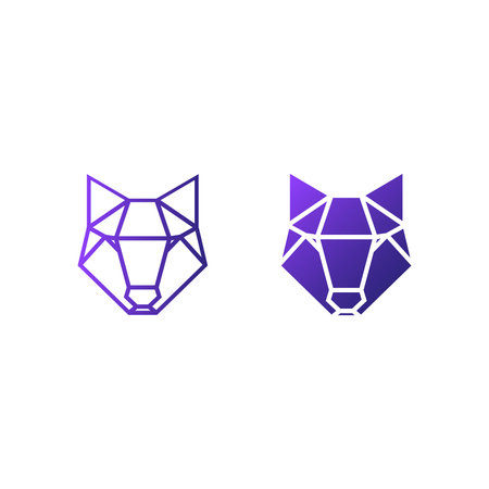 low poly logo of a dog or wolf face