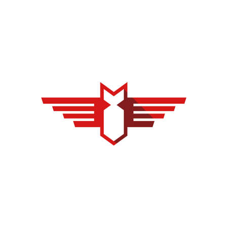 simple geometric rocket bomb logo with wingsのイラスト素材