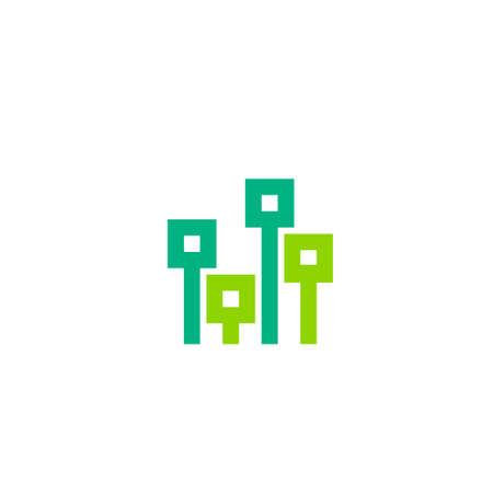 logo depicting the shape of trees in electronic or digital formのイラスト素材