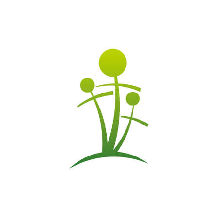 religious logo of the shape of three plants and three crossesのイラスト素材