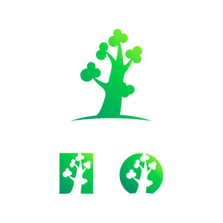 a tree logo in rectangle and a circle shapeのイラスト素材