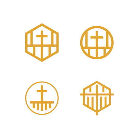 cross logo in geometric shape. for church and religious movementのイラスト素材