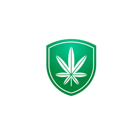 marijuana leaf logo in a shield. for hemp productsのイラスト素材