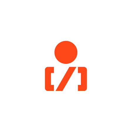 The logo resembles a human shape with square brackets. logo for programmers and software developersのイラスト素材