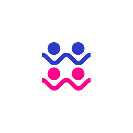logo of four people forming two wavesのイラスト素材