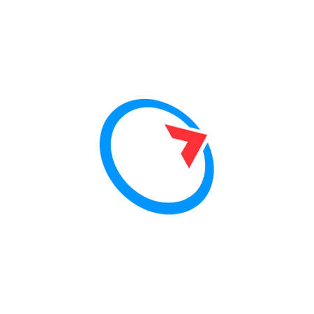 logo a circular compass with an arrow pointing up rightのイラスト素材