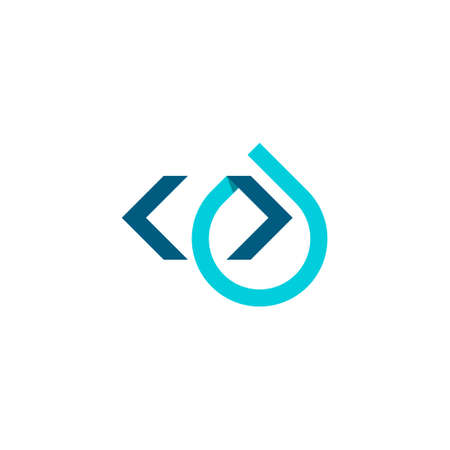 line art geometric logo of a droplet shape and bracketsのイラスト素材