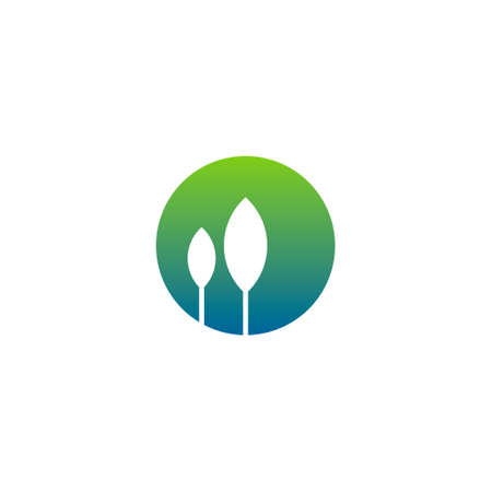 geometric logo of negative space on a circle shaped like two treesのイラスト素材