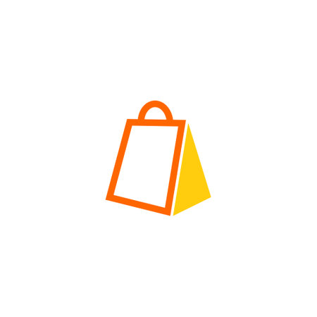 logo of a yellow shopping bag in the shape of a triangleのイラスト素材