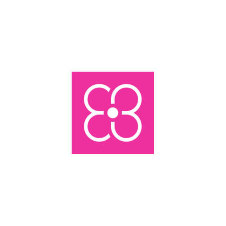logo of geometric outline of a flower with four petals forming the letters e and b in a squareのイラスト素材