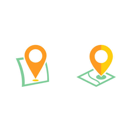 logo from the shape of a map sheet and a pinのイラスト素材