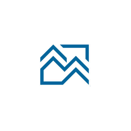 logo of a letter m forming the roofs in a squareのイラスト素材