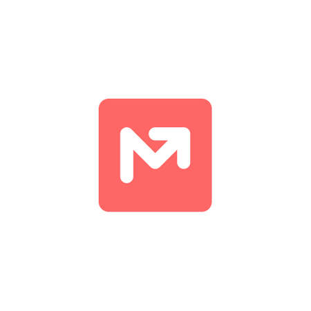 bold letter m logo with an up arrow inside a rounded corner squareのイラスト素材