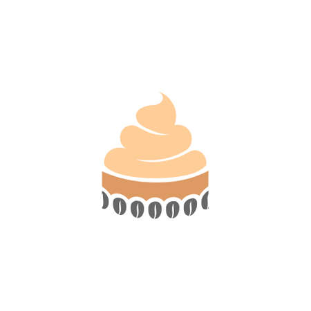 logo of a cake with lots of mousse on top and coffee beans on the bottomのイラスト素材