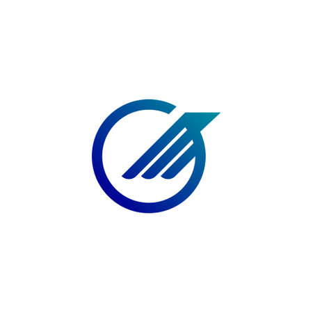 the wing logo of a bird flying out of a circleのイラスト素材