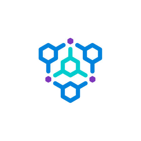 Hexagon outline logo attached to each otherのイラスト素材
