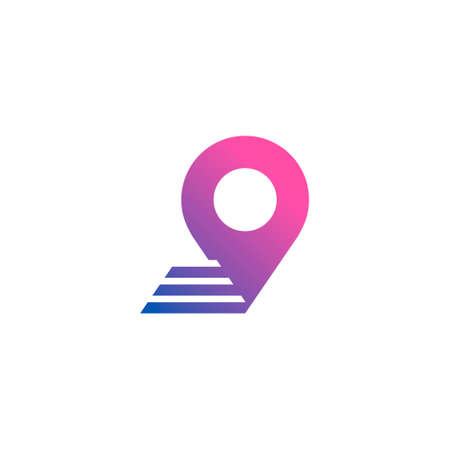 modern geometric logo of a moving map pin pointerのイラスト素材