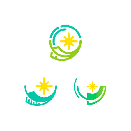 Leaf logo in circular shape and sunshineのイラスト素材