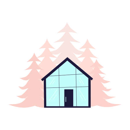 Isolated tiny house with a triangular roof.のイラスト素材