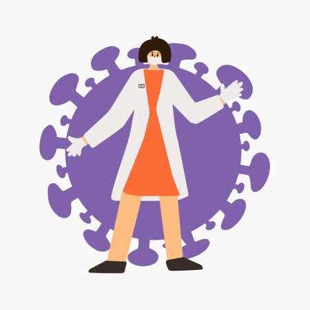 Doctor in mask on coronavirus background.のイラスト素材
