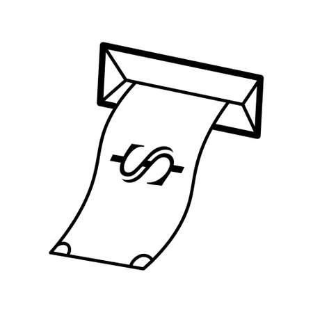 Paper currency dollar at ATM icon. Finance vector stock illustration isolated on white backgroundのイラスト素材