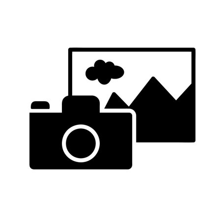 Camera and photo icon. Tourism vacation symbol. Travel stock illustration. isolated on white...