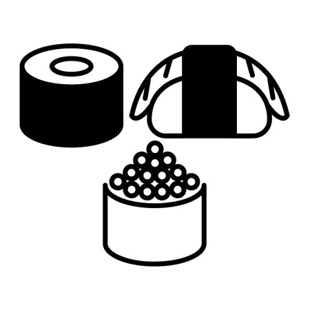 Sushi roll flat icon. Pictogram for web. Line stroke. Isolated on white background.のイラスト素材