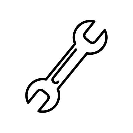 Wrench tool flat icon. Pictogram for web. Line stroke. Isolated on white background.のイラスト素材