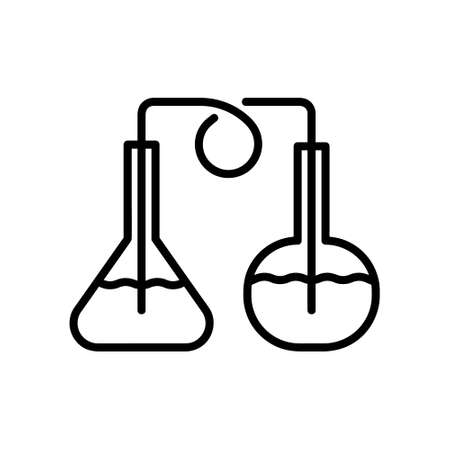 Chemical equipment flat icon set. Pictogram for web. Line stroke. Chemistry symbols isolated on white background. Vectorのイラスト素材