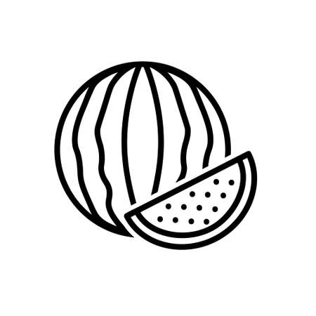 Watermelon flat icon. Pictogram for web. Line stroke. Isolated on white background. Vectorのイラスト素材