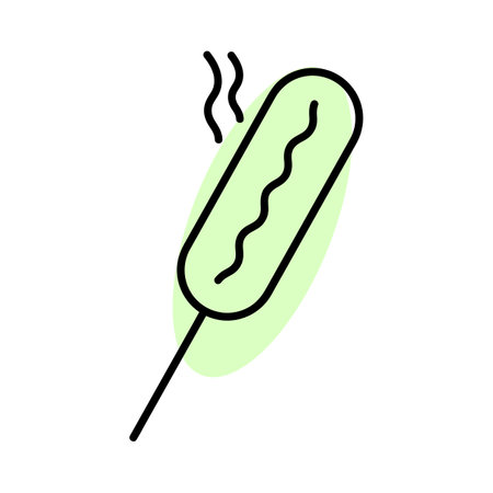 Sausage snack on the stick flat icon. Pictogram for web. Line stroke. Isolated on white background. Vector eps10のイラスト素材