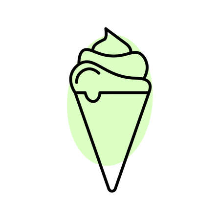 Waffle ice cream flat icon. Pictogram for web. Line stroke. Isolated on white background. Vector eps10のイラスト素材