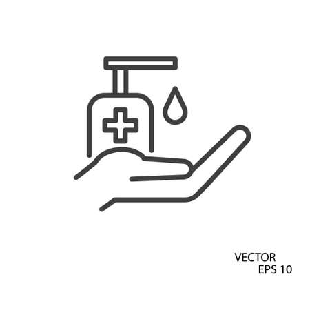 Hands washing flat icon. Pictogram for web. Line stroke. Isolated on white background. Vector eps10. Clear hands.のイラスト素材
