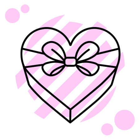 Gift box in the shape of heart icon. Parcel with ribbon bow. simple flat illustration. Vector isolated on white backgroundのイラスト素材