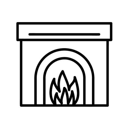 Fireplace flat icon. Pictogram for web. Line stroke. Isolated on white background. Outline vector eps10のイラスト素材