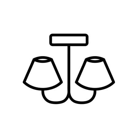 Chandelier flat icon. Luster pictogram for web. Line stroke. Isolated on white background. Outline vector eps10のイラスト素材