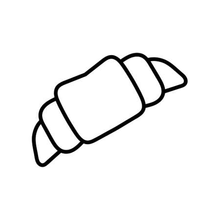 Croissant flat icon. Pictogram for web. Line stroke. Dessert isolated on white background. Outline vector eps10のイラスト素材