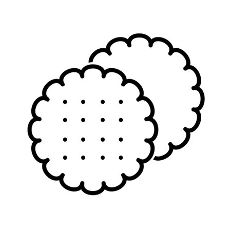 Biscuit flat icon. Pictogram for web. Line stroke. Cookie isolated on white background.のイラスト素材