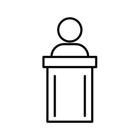 Speaker seminar icon. Law pictogram for web. Line stroke. Isolated on white background. Outline vector eps10のイラスト素材