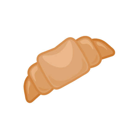 Croissant flat icon. Pictogram for web. Line stroke. Dessert isolated on white background. Outline colored vectorのイラスト素材