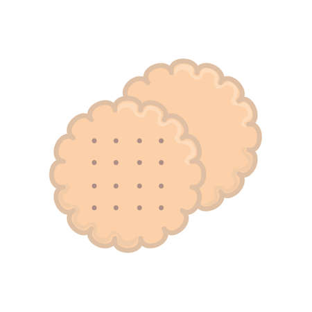 Biscuit flat icon. Pictogram for web. Line stroke. Cookie isolated on white background. Outline vectorのイラスト素材