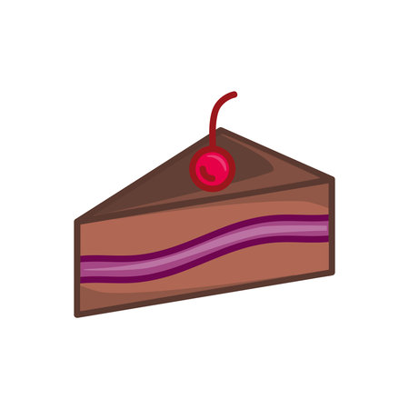 Slice of cake flat icon. Cupcake pictogram for web. Line stroke. Isolated on white background....